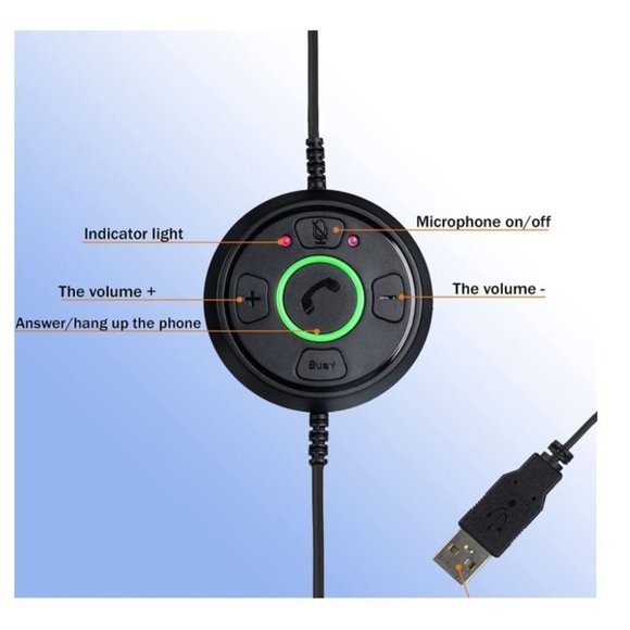 Wanjiada USB Headset with Noise Cancelling Microphone, PC Headphone for Skype - Picture 3 of 6